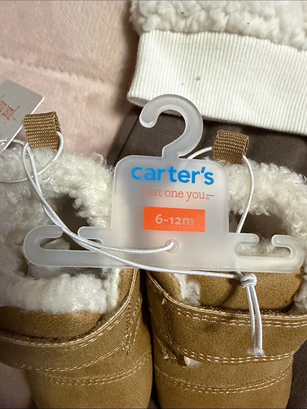 Disney Mickey Sherpa Top & Plaid Jogger Set and Carter’s soft sole boots. - Picture 6 of 7